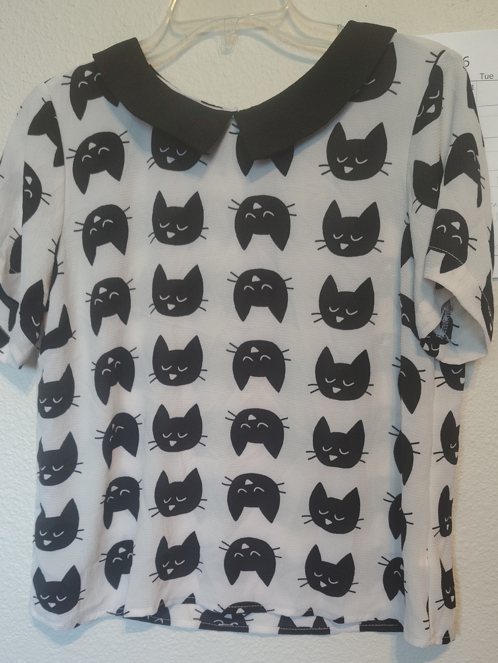 Lily White Black & White Cat Print Blouse